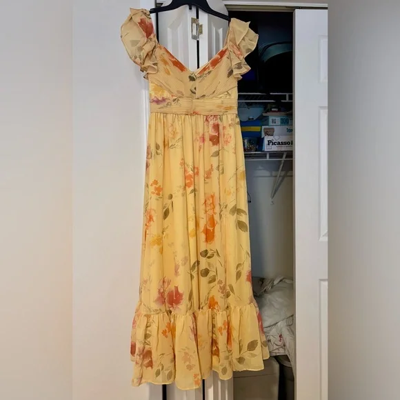 Birdy Grey Michelle Bridesmaid Dress in Pale Yellow Rococo Floral Size S - Picture 4 of 6